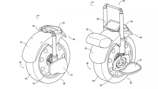 «Форд» запатентовал новый концепт-кар, в котором колесо превращается в электрический одноколесный велосипед